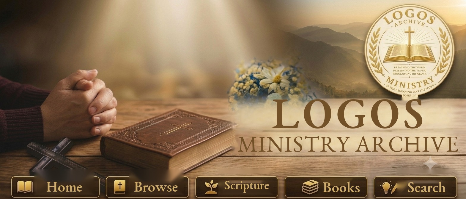 Welcome to Logos Ministry Archive — Preserving His Word, Equipping His People, Proclaiming His Glory. A digital library of sermons, Bible studies and devotional writings to inspire faith, deepen understanding and strengthen your walk with Christ.